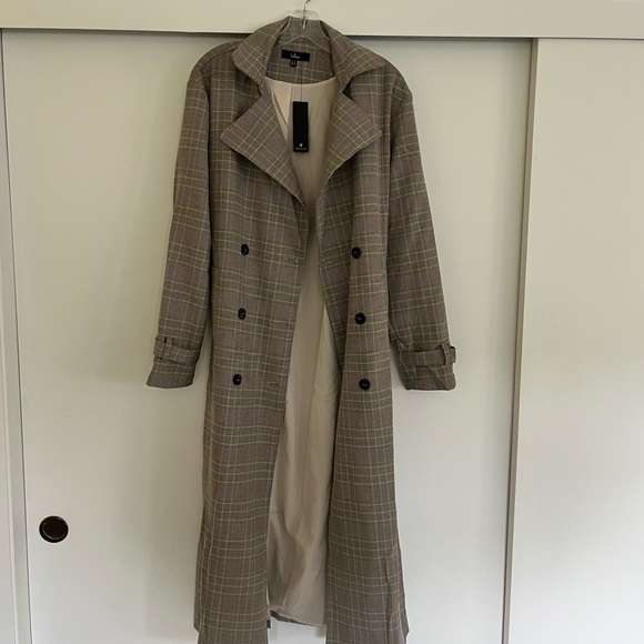 Plaid Double-Breasted Trench Coat - Picture 5 of 11